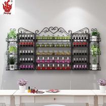 Simple nail salon nail polish display rack nail polish rack wall cosmetics rack iron multi-layer storage rack