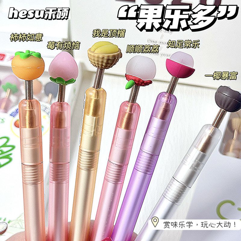 He Shuo Guo Le Duo Shake-And-Turn Retractable Gel Pen for Students, High-Value Aesthetic Fun Exam Pen 0.5Cs Black