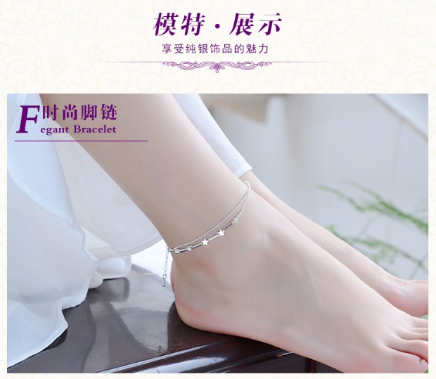 Phiên bản tiếng Hàn của vòng chân hoang dã 925 bạc Sen không gây dị ứng đơn giản cặp vợ chồng hoang dã sinh viên chuông tươi làm bằng tay cửa hàng phụ kiện