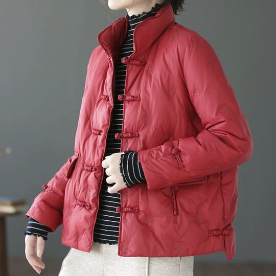 Large size fat mm loose fashionable cotton coat for women 2025 winter ethnic style casual down cotton coat warm jacket top