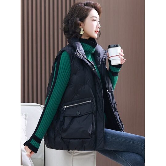 Large size high-end high-end women's 2025 autumn and winter new versatile warm vest vest cotton coat jacket top vest