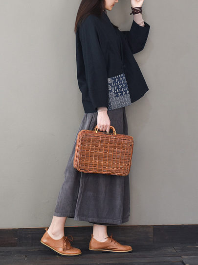 Autumn and winter Chinese style coats, retro buttoned tops, fashionable improved Hanfu, Zen women's tea clothes, long-sleeved cotton clothes