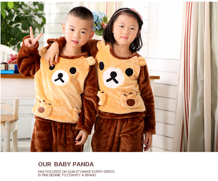 Flannel trẻ em cộng với nhung dày hai mặt cashmere mùa thu và mùa đông cô gái san hô lông cừu cậu bé lớn đồ ngủ cha mẹ trẻ em phù hợp với nam giới đồ ngủ đẹp