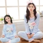 Bộ đồ ngủ trẻ em cho bé gái flannel mùa thu và mùa đông trong bộ đồ ngủ trẻ em nơ lớn bằng lông cừu đồ bộ mặc nhà bằng vải thun