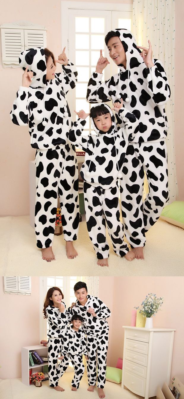 Mùa đông flannel vài bộ đồ ngủ bò tải với cha mẹ trẻ em mặc trẻ em nam và nữ phục vụ nhà phù hợp với mùa đông trùm đầu S mã đồ bộ kiểu
