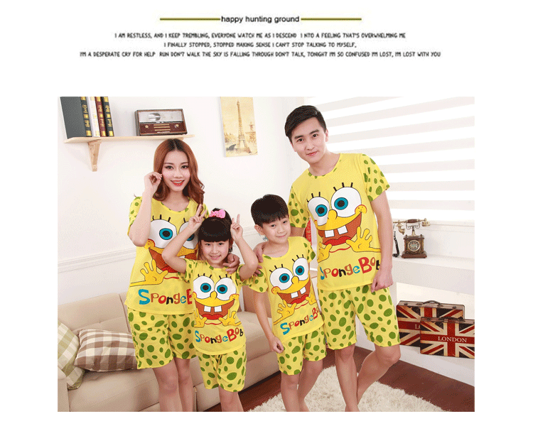 Cha mẹ và con đồ ngủ mùa hè xốp bé ngắn- tay quần short vài bông phụ nữ kích thước lớn phim hoạt hình có thể mặc quần áo bên ngoài bộ nhung dễ thương Hàn Quốc