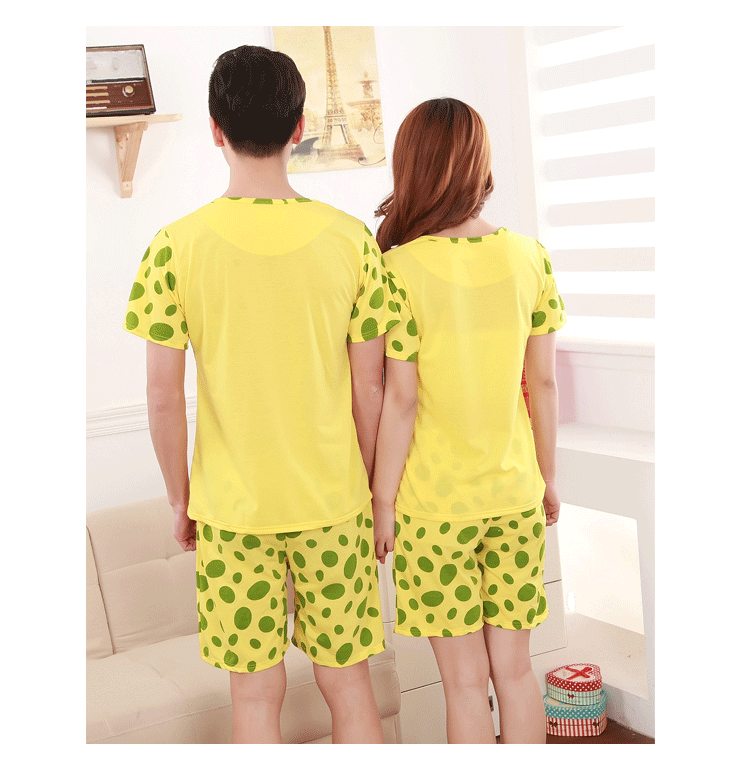 Cha mẹ và con đồ ngủ mùa hè xốp bé ngắn- tay quần short vài bông phụ nữ kích thước lớn phim hoạt hình có thể mặc quần áo bên ngoài bộ nhung dễ thương Hàn Quốc