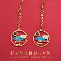 New Lenght Cursive Mantra with Buddhist scriptups Trendy Personality Single Earrings Earrings Female mens ear buttons Little earrings