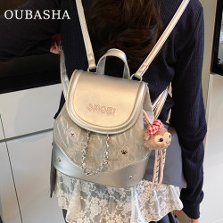 High-End Silver Bag for Women 2026 New Summer Light Luxury Niche Lightweight Backpack Commuter Small Backpack