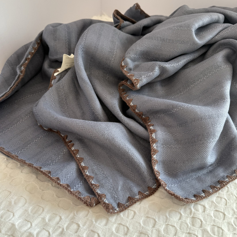 Rare High-Quality Goods! Muscle-Toned Texture Export Surplus Hemp Double-Layer Throw Blanket 100% Pure Linen Thin Blanket Leisure Sofa Blanket
