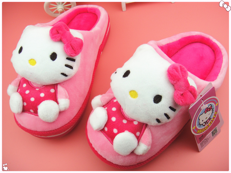 Pantoufles enfants en suède HELLOKITTY pour hiver - semelle caoutchouc antidérapant - Ref 1003554 Image 15