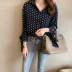 Áo sơ mi nữ đầu thu 2018 mới Han Fan in áo voan dài tay Hồng Kông hương lỏng sang trọng áo sóng thủy triều Áo sơ mi