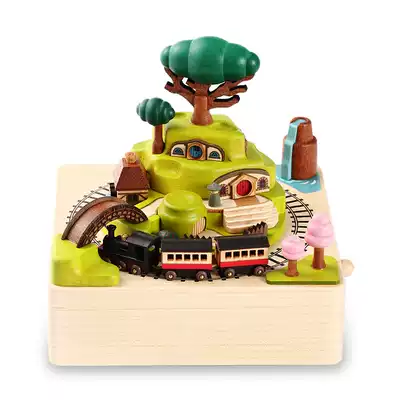 jeancard Wooden Music Box Music Box Music Box Male and Female Girls Children Birthday Valentine's Day Gift Spring Train