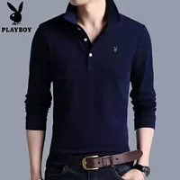 Áo thun dài tay mùa thu Playboy nam Slim size cỡ lớn Áo phông thông thường POLO Áo thun trẻ trung cotton nam áo thun cotton nam