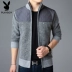Playboy mùa thu và áo len mùa đông nam áo len màu rắn áo len nam áo len dây kéo cardigan Cardigan