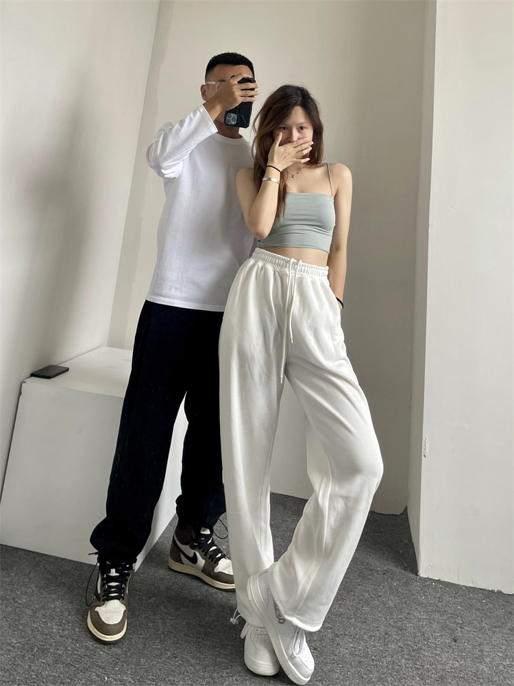 2021 Autumn Winter New Plus Suede Warm Sports Thick Cotton Pants Woman High Waist Display Slim leg long straight cylinder Leisure bunches Pants Tide