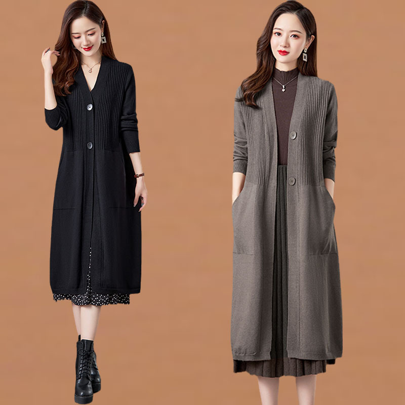 Spring and Autumn 2026 New Popular Knit Cardigan for Women, Mid-Length Fashionable Stylish Sweater, Plus-Size Shawl Coat