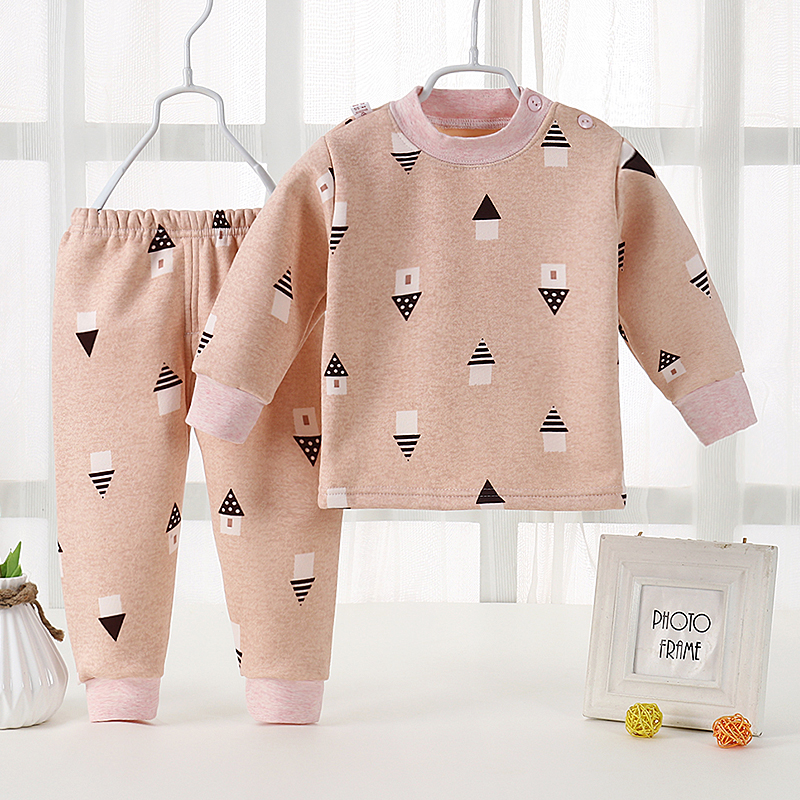 Bộ đồ lót nhiệt cho bé 0-4 tuổi Quần bé trai cotton mùa thu đông cộng với quần nhung dày mùa thu bộ đồ ba lỗ mùa thu cho bé sơ sinh
