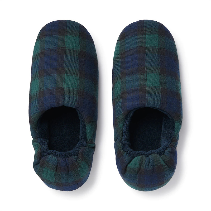 Plaid Japanese Lyocell Blend Fleece-Lined Woven House Slippers, Winter Closed-Back Warm Thick Silent Machine Washable Slippers Plaid Japanese Lyocell Blend Fleece-Lined Woven House Slippers, Winter Closed-Back Warm Thick Silent Machine Washable Slippers