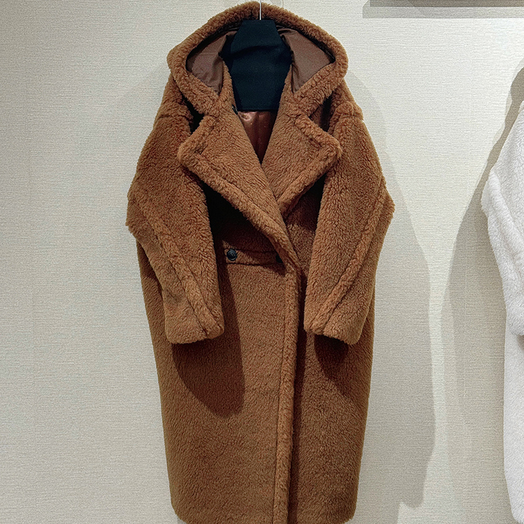 Teddy Bear Style Coat with Hood, Teddy Fur Coat, Wool Women's Long Loose Fit 2024 New Style