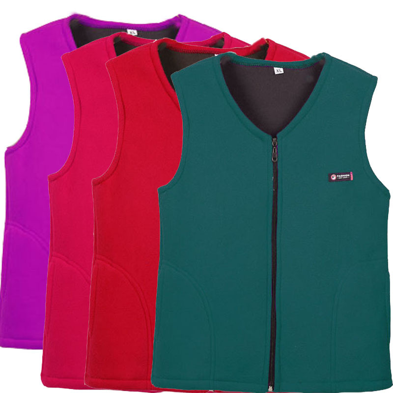 Middle-Aged and Elderly Women's Autumn and Winter Fleece Vest, Mother's Fleece-Lined Thickened Large Size Fleece Vest, Sleeveless Jacket, Vest