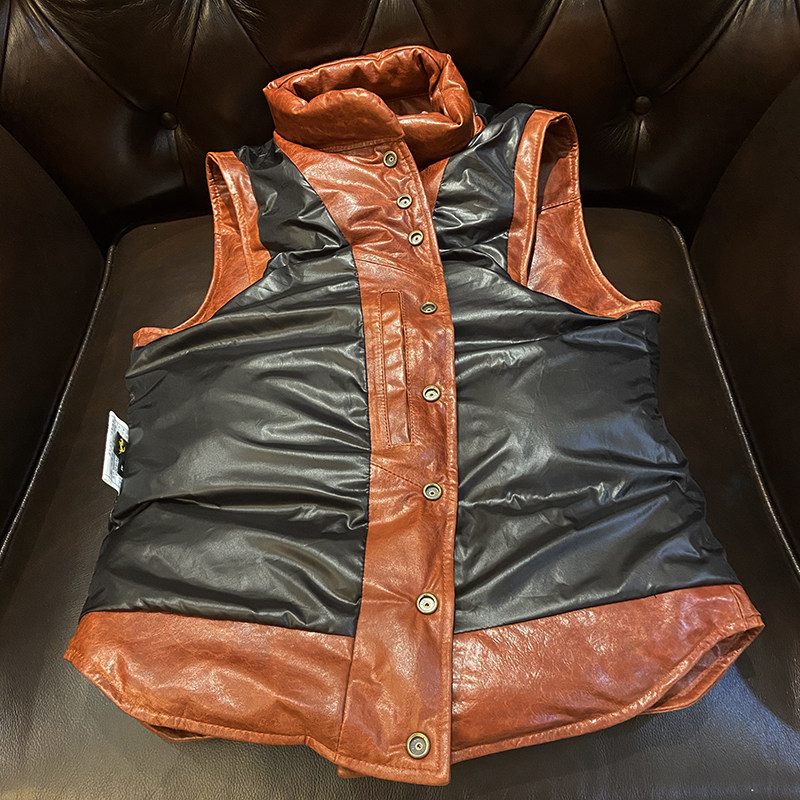 Зимний жилет с пухом, ретро куртка, из натуральной кожи, облегающий крой, для влюбленных, увеличенная толщина 