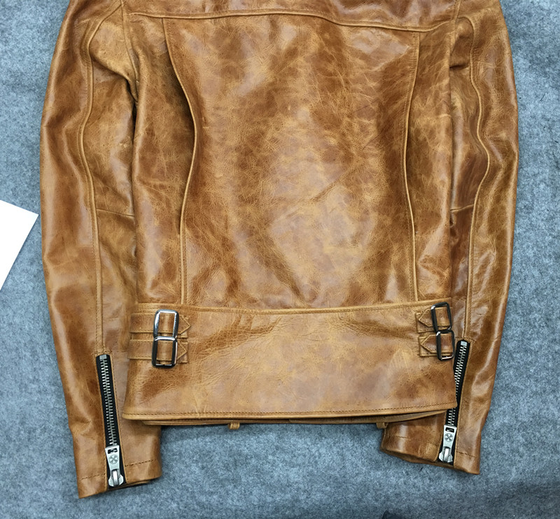 Mới da bò cỡ lớn Jiao ve áo vàng retro cũ xe máy quần áo da dầu sáp áo khoác nam áo phao nam
