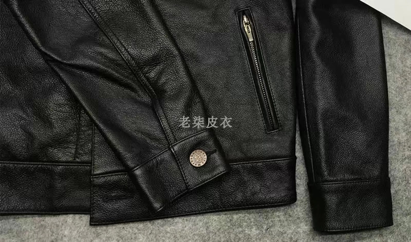 Hàn Quốc nhập khẩu da mềm mỏng nam da lộn da nam da bò denim da áo ấm nam