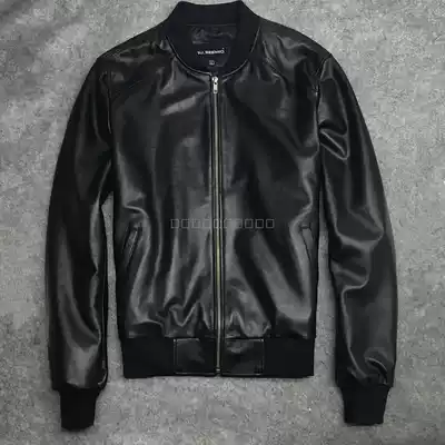 Autumn leisure youth leather leather men men's sheep jacket baseball uniform motorcycle leather slim short model plus Cotton