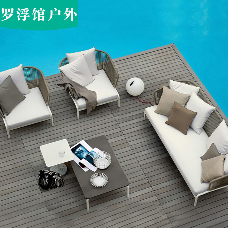 Nordic outdoor sofa courtyard garden open-air sofa combination outdoor villa terrace waterproof sunscreen leisure lounge chair