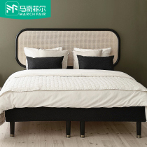 Marchfield Nordic solid wood bed rattan bed rattan art furniture hotel apartment homestay creative furniture ins