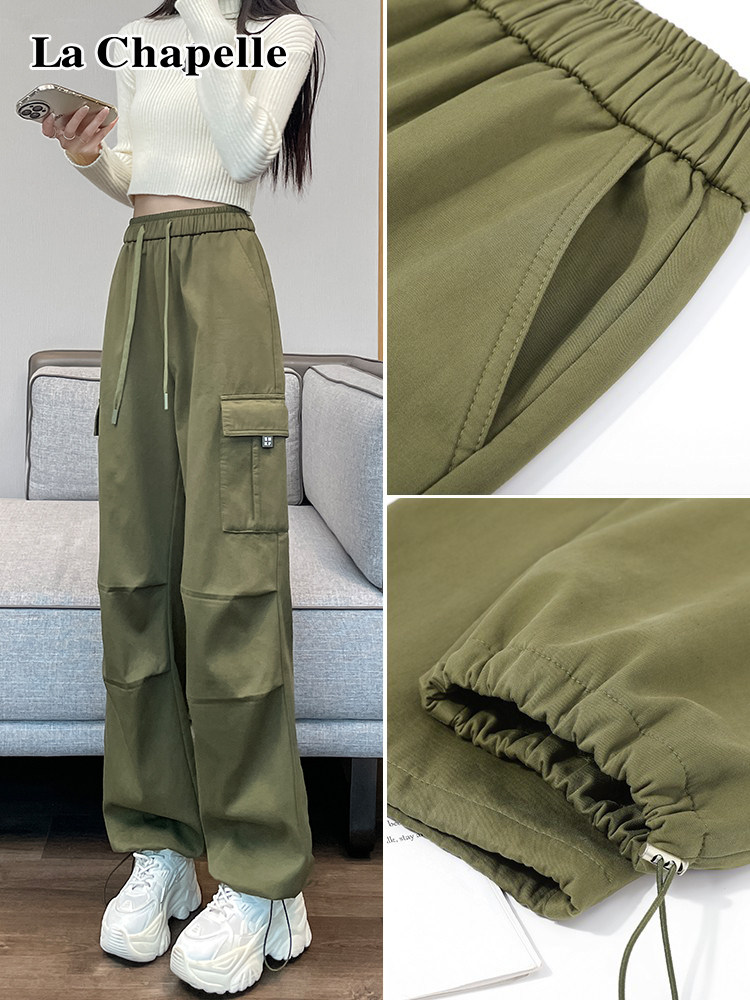 拉夏贝尔工装裤女酷飒风2025春秋新款高腰显瘦小个子春季运动裤子