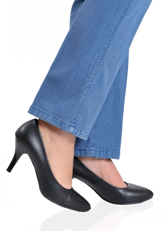 Mùa thu và mùa đông thun eo trung và phụ nữ tuổi già quần jeans kích thước lớn eo cao co giãn quần mẹ lỏng lẻo quần thẳng thẳng