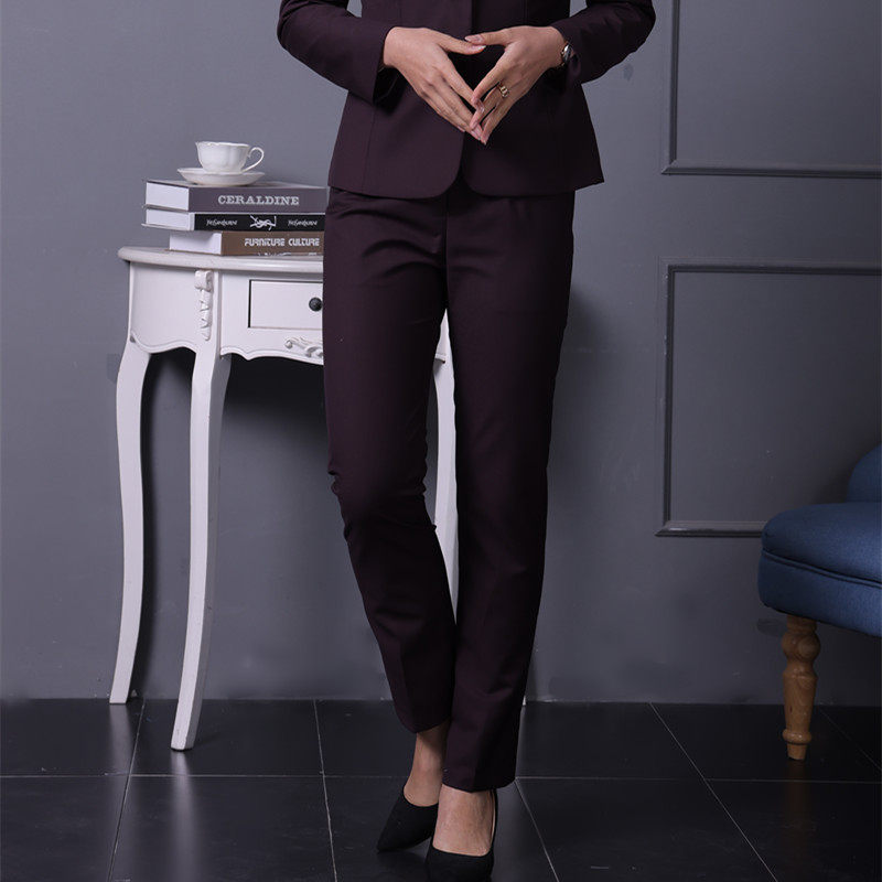 China Merchants Bank work clothes women's trousers wine red plus velvet winter pants China Merchants Bank work clothes professional clothes