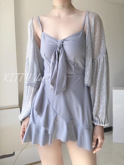 2025 New Popular One-Piece Skirt-Style Swimsuit for Women, Summer Pure and Elegant Style, Slimming and Conservative Swimwear