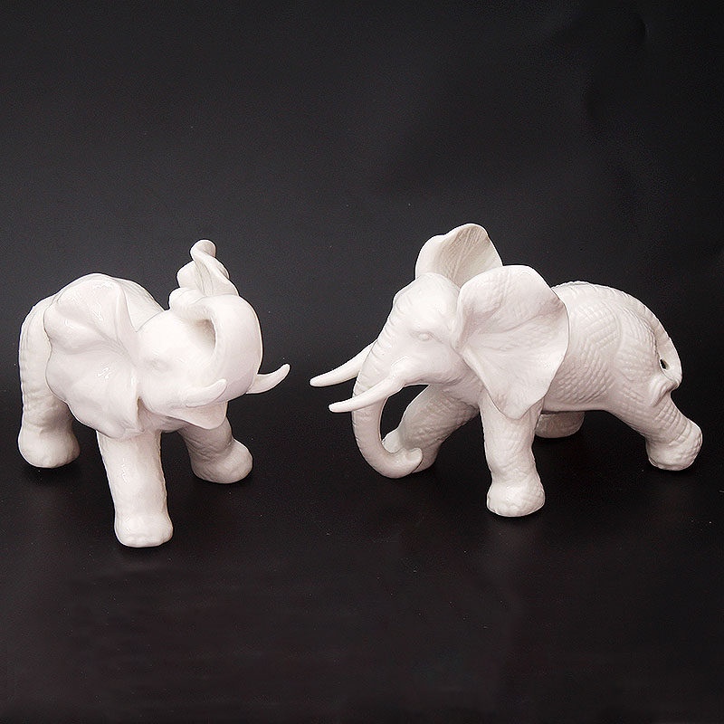 White Porcelain Couple Elephant Swing Piece Home Office Furnishing Adornment Living-room Tricks of the Feng Shui Town House Lovers Petty Elephant
