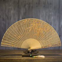 Old Changmen Classical Suzhou Sandalwood Fan Retro Hollow Wenwan Gift Fan Handicraft Sandalwood Fan Folding Fan Chinese Style