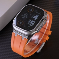 Серебряный силикагелевый оранжевый ремешок для часов из нержавеющей стали