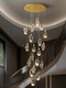 Villa Spiral Staircase Long Chandelier Modern Minimalist Loft Apartment Duplex Light Luxury Living Room High-Ceiling Crystal Chandelier