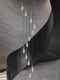 Light Luxury Staircase Water Drop Large Chandelier, Double Spiral Small Duplex Villa Living Room High-Ceiling Rotating Crystal Long Chandelier