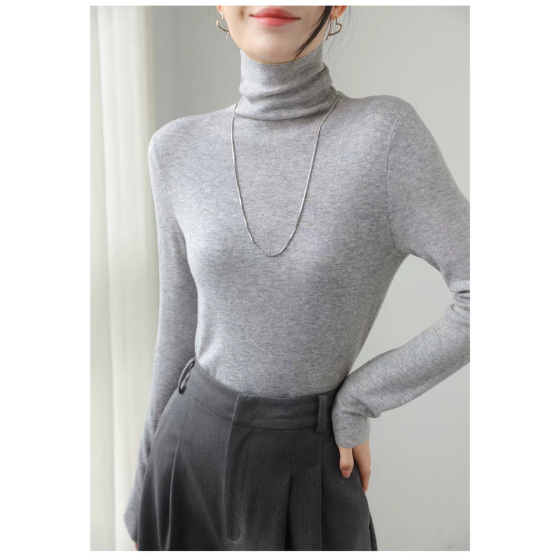 [Machine Washable] German Yangzi Yarn, Warm and Delicate, 100% Pure Wool, Turtleneck Inner Knit Sweater Base Layer