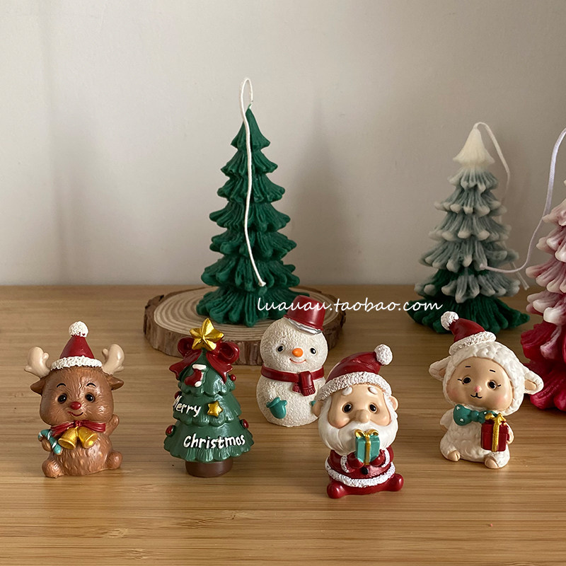 Lua cartoon cute Christmas mini lamb elk resin decoration snowman home desktop creative decoration