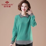 Осенний демисезонный трикотажный свитер для матери, для среднего возраста, 2020, яркий броский стиль