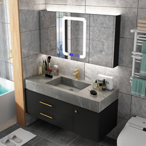 Modern simple rock plate bathroom cabinet combination Nordic intelligent luxury wash table toilet sink wash basin cabinet