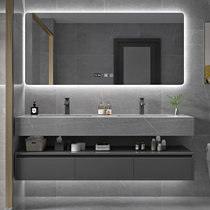 Rock board integrated bathroom cabinet combination light luxury intelligent modern simple wash table wash sink double basin bathroom cabinet