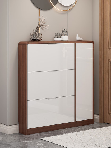 超薄翻斗鞋柜窄现代简约17cm入户门口实木角钢琴烤漆轻奢家用收纳