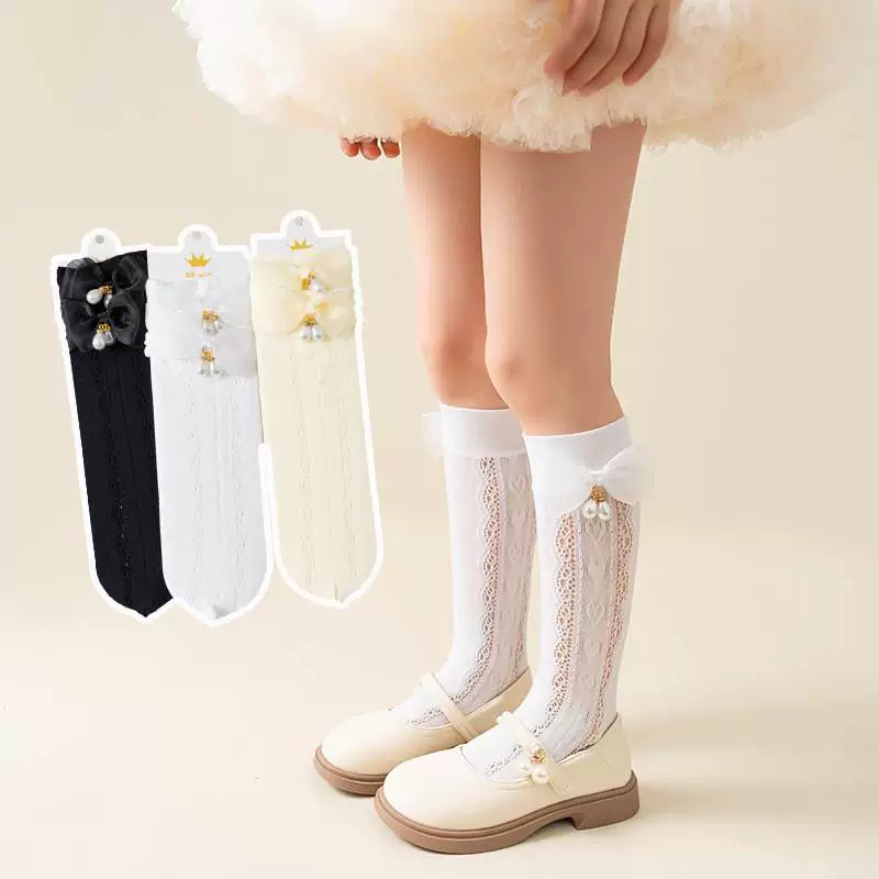 Летние тонкие кружевные детские knee socks в стиле Лолита, средней длины