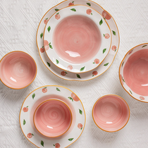 Ink color 2021 New Bowl home cute girl tableware ceramic net red rice bowl eating bowl beautiful bowl