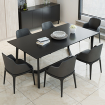 Italian style minimalist Nordic modern minimalist dining table designer personality creative furniture 4 people 6 people black small family