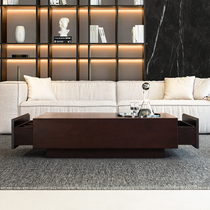 Nordic modern minimalist Minimalist Long Square Walnut TV Cabinet Tea Table Combo small family furniture